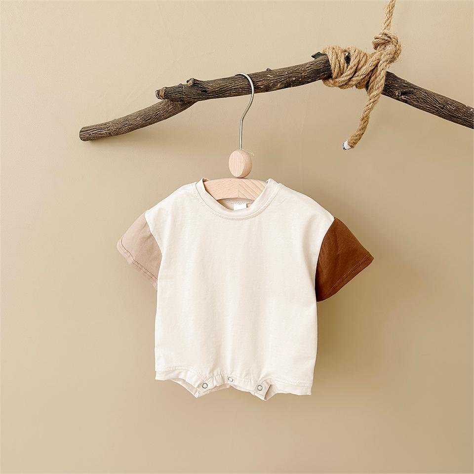 Custom Summer 0-24M Patchwork Color Newborn Baby Boys Girls Rompers Clothes Cotton Short Sleeve Bodysuit Basic Jumpsuits