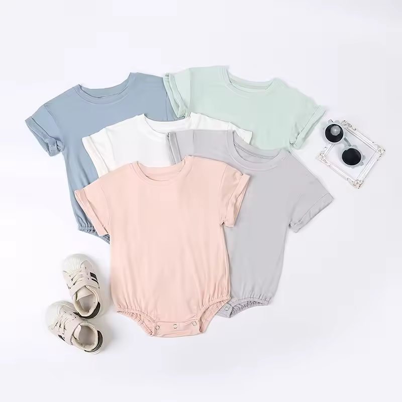 2024 New Bamboo Fiber Baby romper Summer Thin Short Sleeve romper100%COTTON BABY BODYSUIT BABY ROMPER