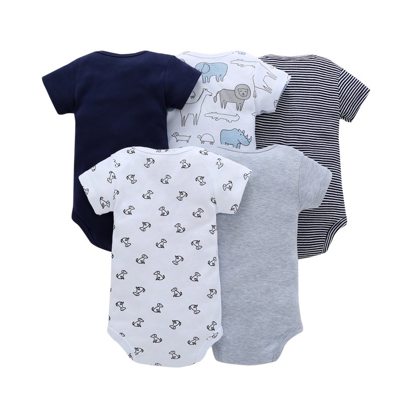 5pcs summer baby boys' clothing sets outfits animal printed baby rompers