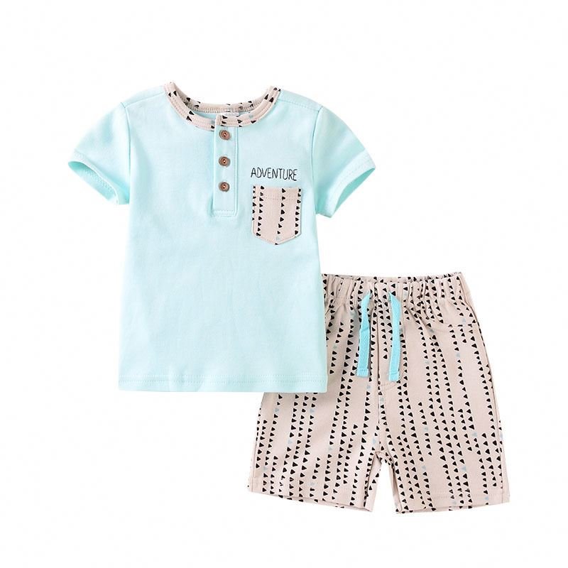 BSSO0615 Golf Pocket Blue Short-Sleeved White Shorts Suit Baby Boys Clothing Sets