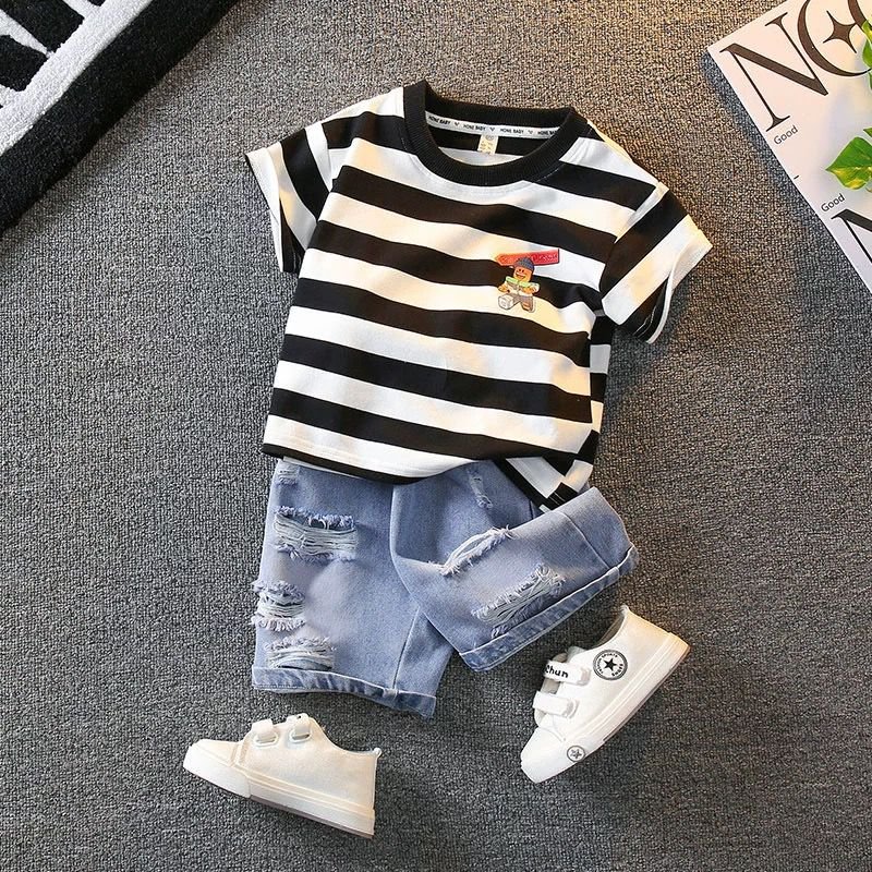 Hot selling 76 long sleeves jeans 2pcs private label boutique kid boy clothing sets