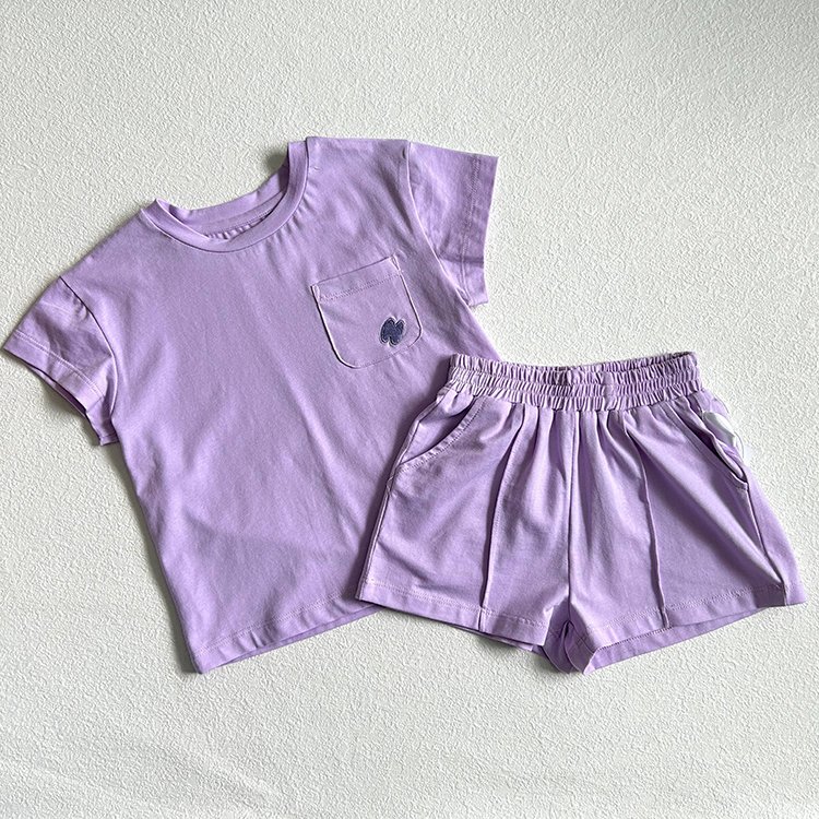 Baby toddler clothing set summer short-sleeved girls T-shirt shorts set solid color fashion new baby cloth set