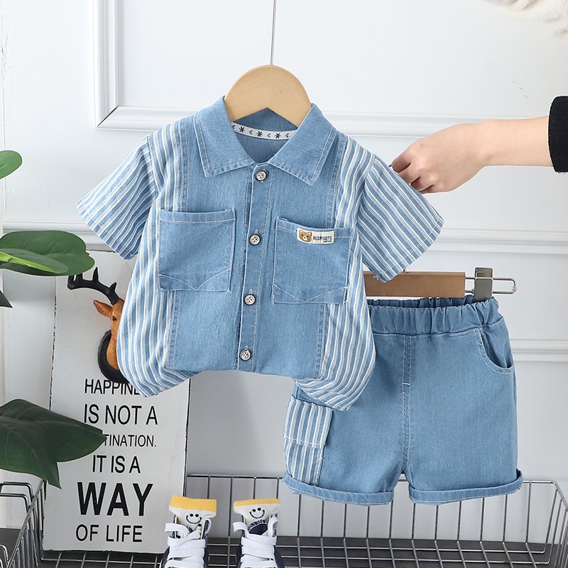 Wholesale 2024 Summer New Designs Boys Outfits Popular Kids Clothing Sets Comfortable Cotton Short Sleeve Top Shorts Children