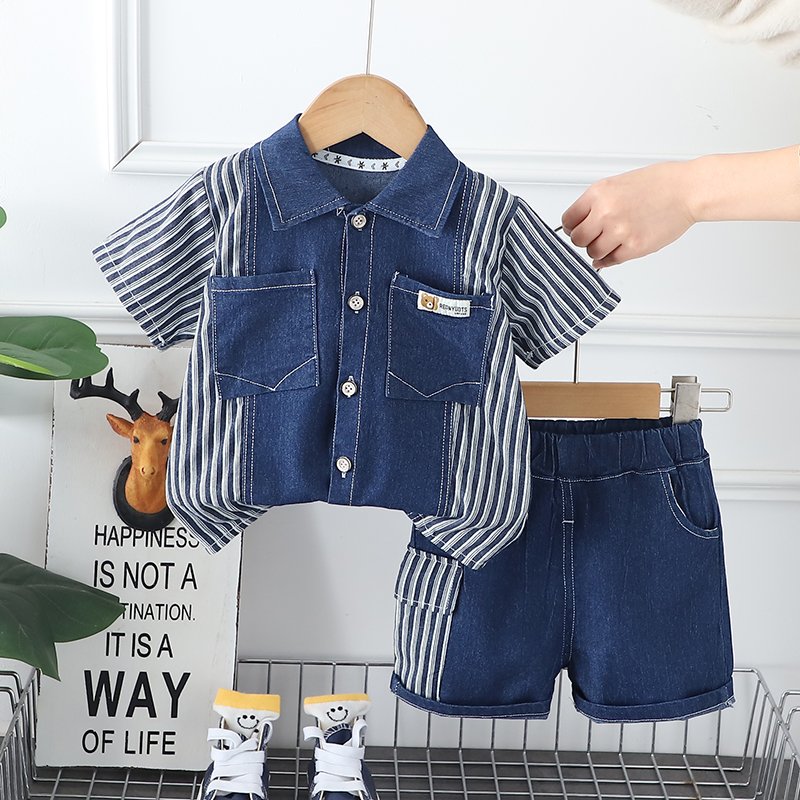 Wholesale 2024 Summer New Designs Boys Outfits Popular Kids Clothing Sets Comfortable Cotton Short Sleeve Top Shorts Children