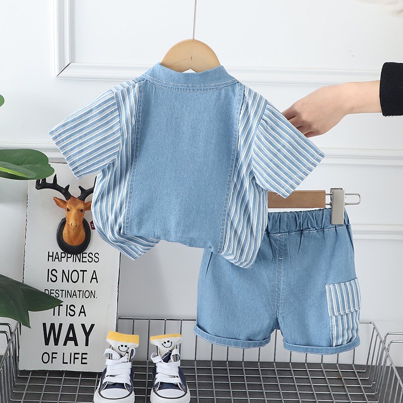 Wholesale 2024 Summer New Designs Boys Outfits Popular Kids Clothing Sets Comfortable Cotton Short Sleeve Top Shorts Children