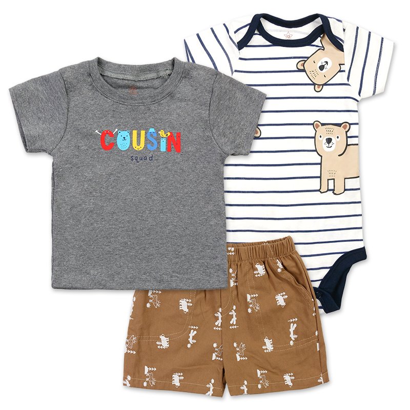 Hot sale baby clothing set infant boy's T-shirt+romper +short and girl's sleeveless shirt +short+dress clothing set