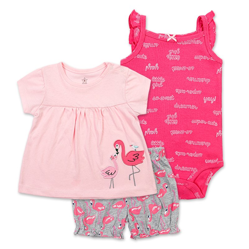 Hot sale baby clothing set infant boy's T-shirt+romper +short and girl's sleeveless shirt +short+dress clothing set