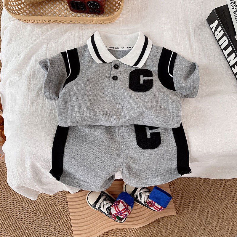 Summer boys comfortable two-piece short-sleeved tracksuit sport boys clothing