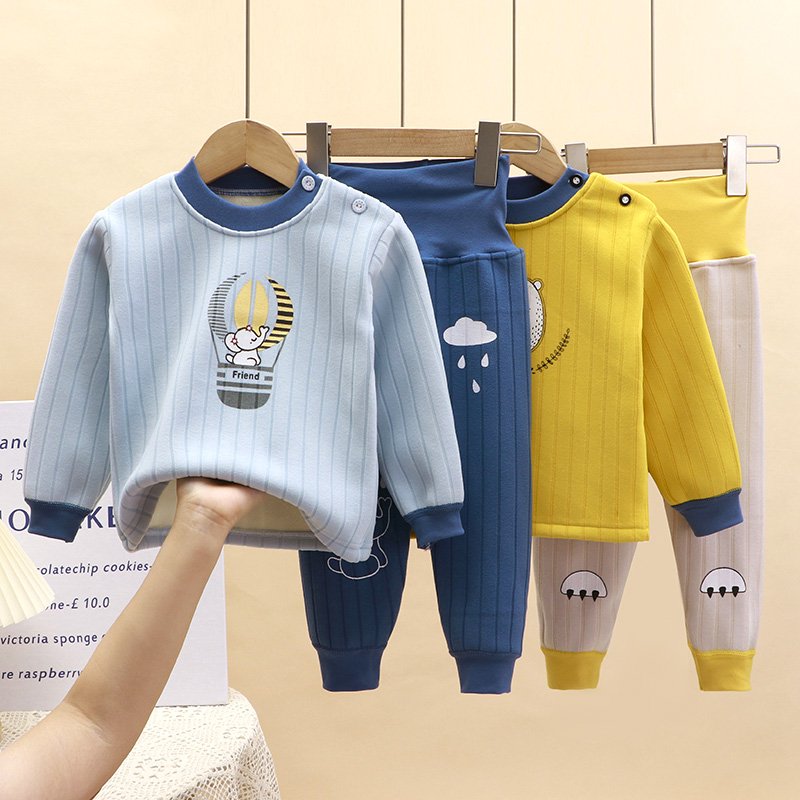 The New Children's Thermal Underwear Set Of Padded Thickened Boys And Girls Autumn Warm Clothes Baby Clothing Winter