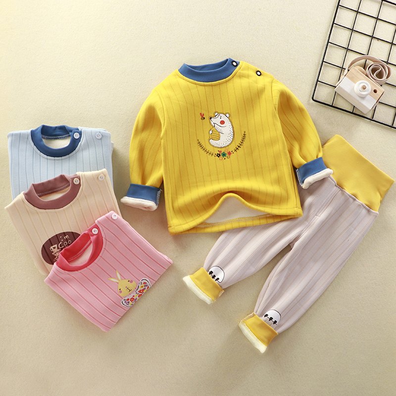 The New Children's Thermal Underwear Set Of Padded Thickened Boys And Girls Autumn Warm Clothes Baby Clothing Winter