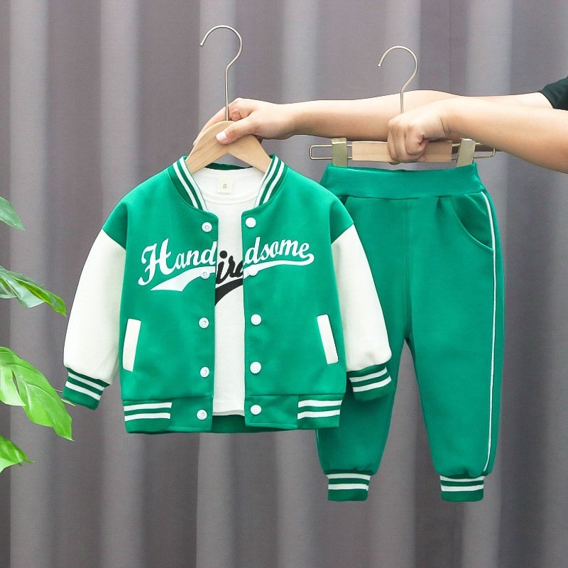 MC-9 Kids Clothes Set Wholesale Sport Set Suits 3pcs Letter Jackets Tshirt Top Pants Tracksuits for Toddler Boys Clothing Sets
