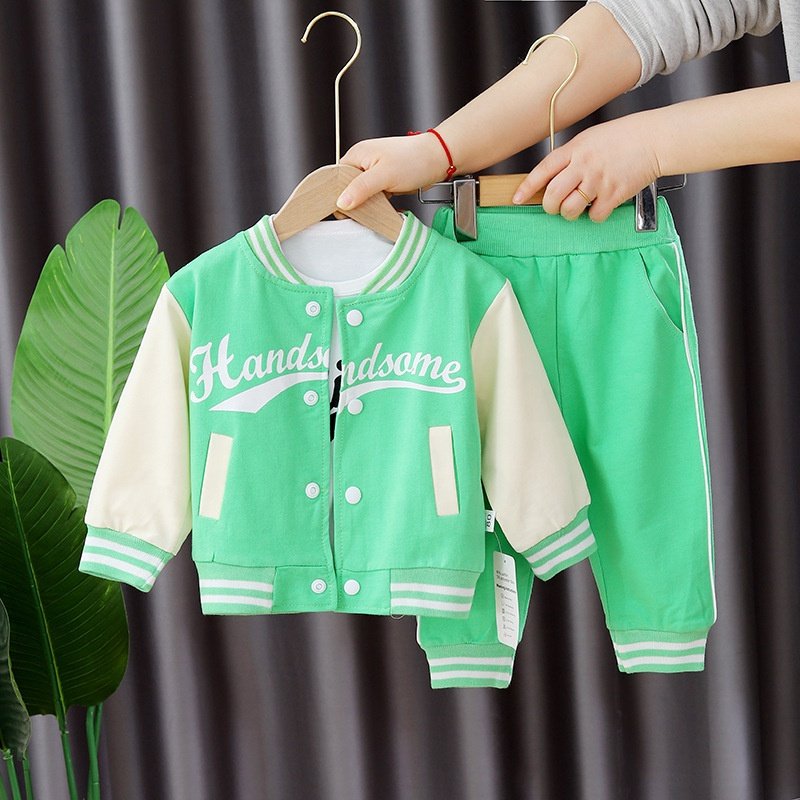 MC-9 Kids Clothes Set Wholesale Sport Set Suits 3pcs Letter Jackets Tshirt Top Pants Tracksuits for Toddler Boys Clothing Sets