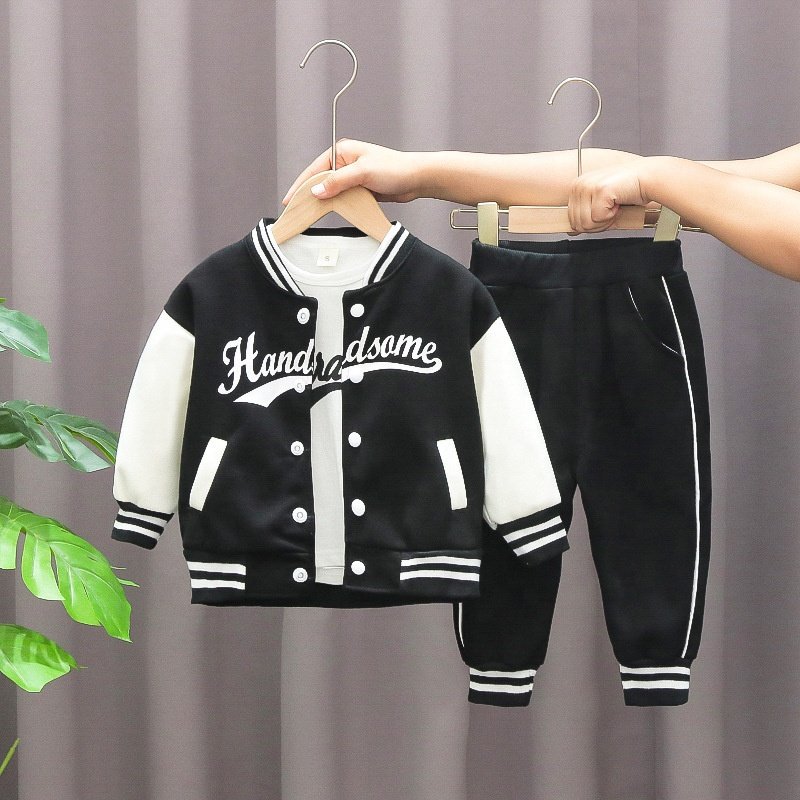 MC-9 Kids Clothes Set Wholesale Sport Set Suits 3pcs Letter Jackets Tshirt Top Pants Tracksuits for Toddler Boys Clothing Sets
