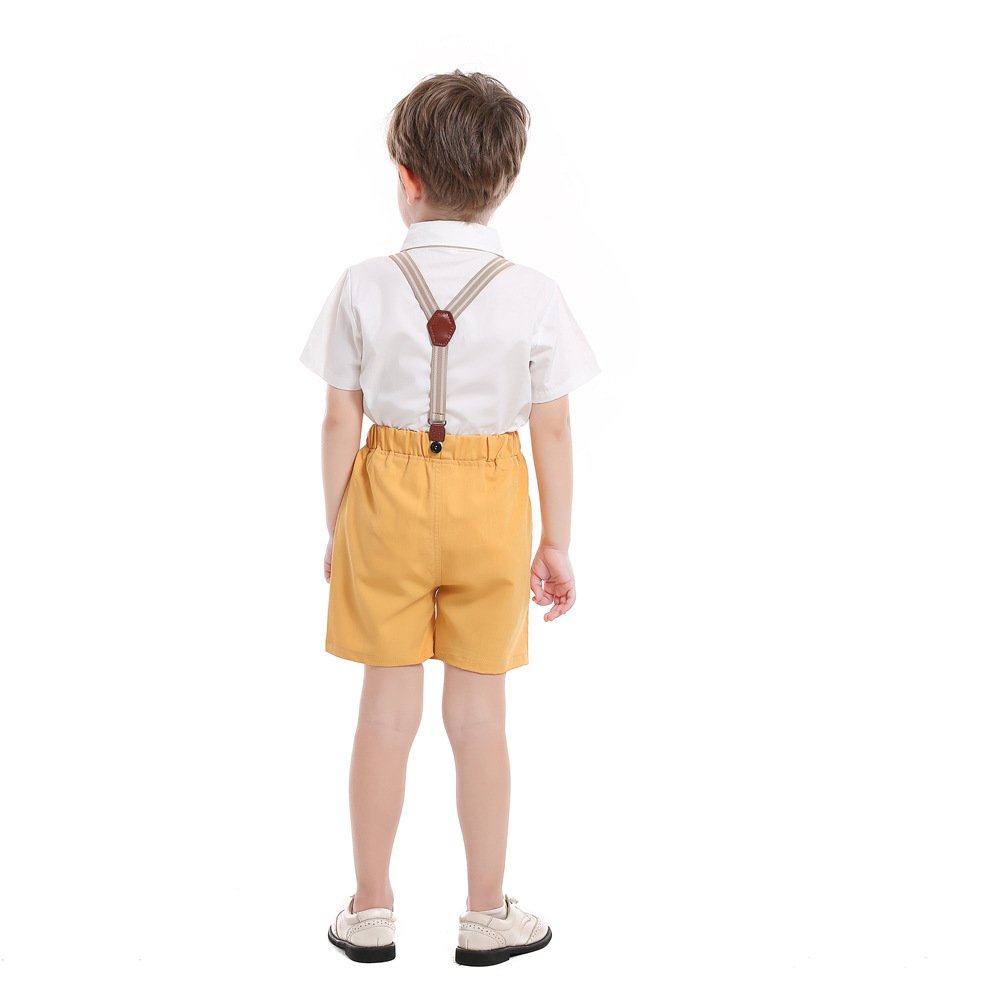 High Quality Summer Cotton Boys Sets Clothing White Shirt Yellow Shorts Boy Child Costume Soft Fabric Children's Clothing
