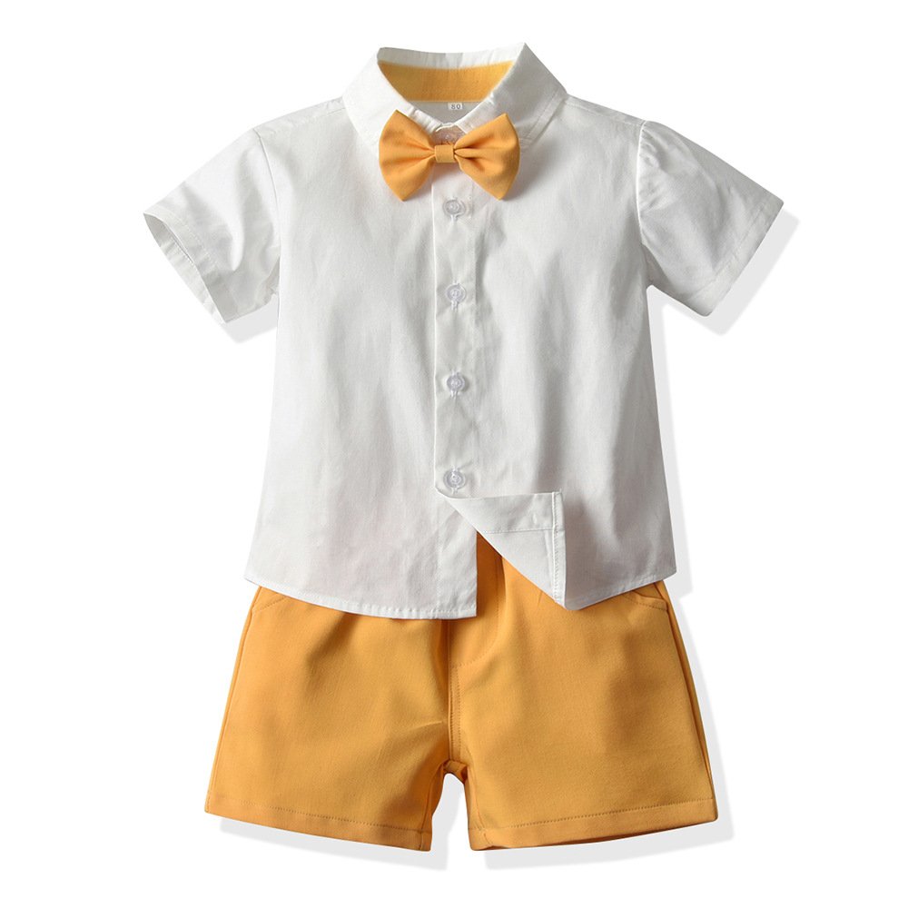 High Quality Summer Cotton Boys Sets Clothing White Shirt Yellow Shorts Boy Child Costume Soft Fabric Children's Clothing