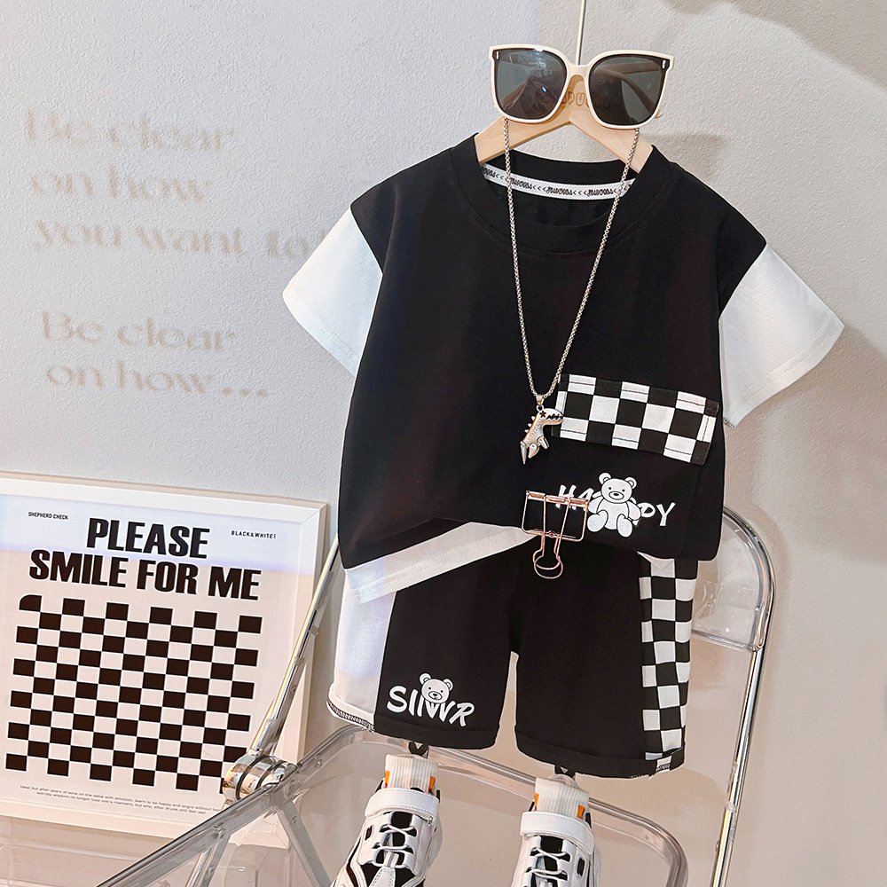 1-5 Years European and American Fashion Boy Suit Short Sleeve Boys Clothing