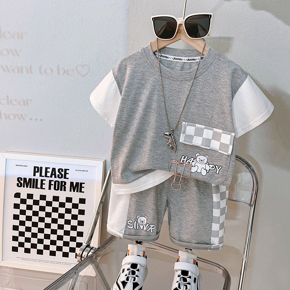 1-5 Years European and American Fashion Boy Suit Short Sleeve Boys Clothing
