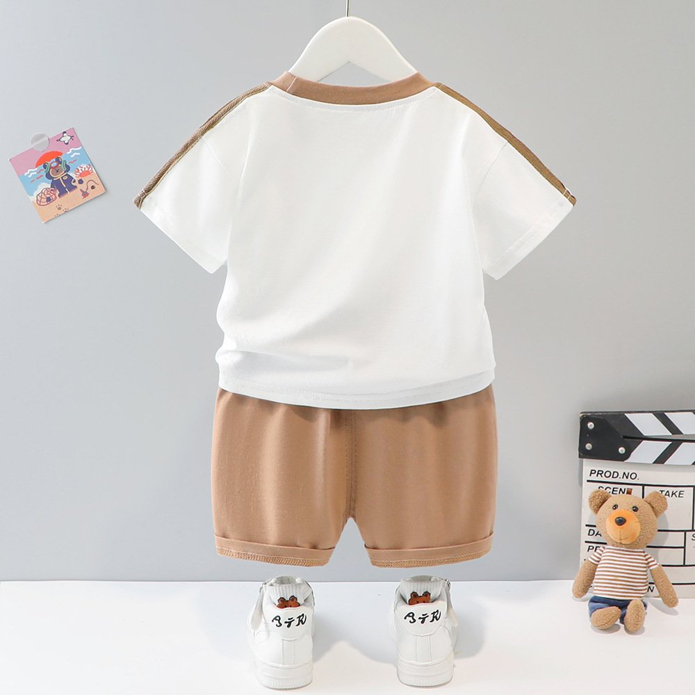 2023 Summer Short Sleeve Bear Casual Children Apparel Sets Infant Boutique Breathable Toddler Baby Outfit Boy Clothes