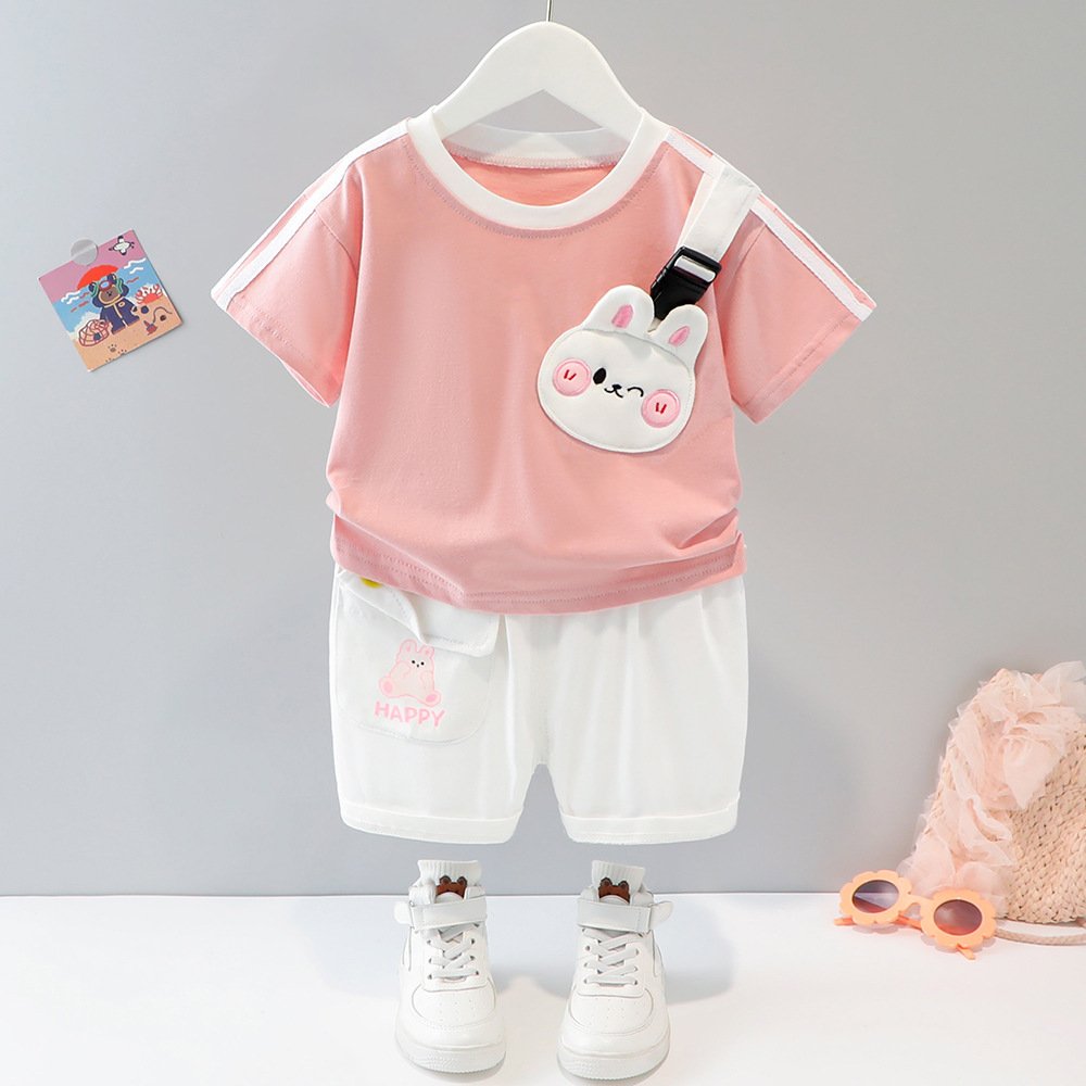 2023 Summer Short Sleeve Bear Casual Children Apparel Sets Infant Boutique Breathable Toddler Baby Outfit Boy Clothes