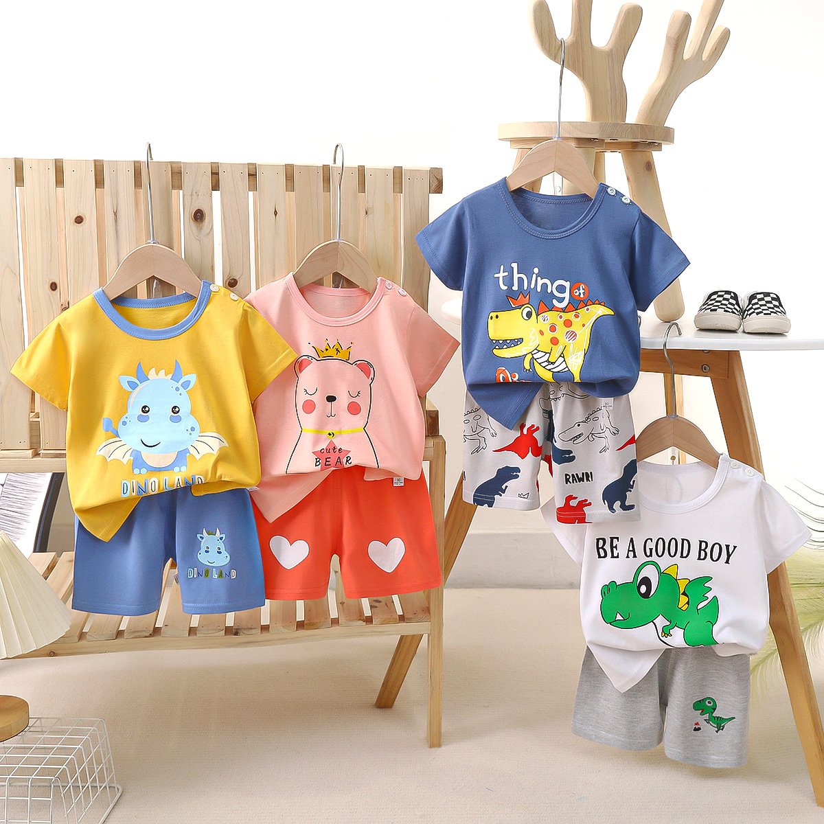 2024 New Fashion Wholesale Kids Clothing Boutique Summer Short Sleeve Outfits Cheap Price Kids Clothes For Boys And Girls