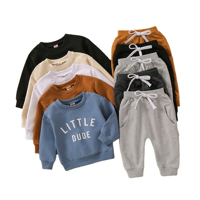 Hongbo organic cotton baby tracksuit fashion children kids clothing set casual cute baby boy winter clothes set for 1 to 5 years
