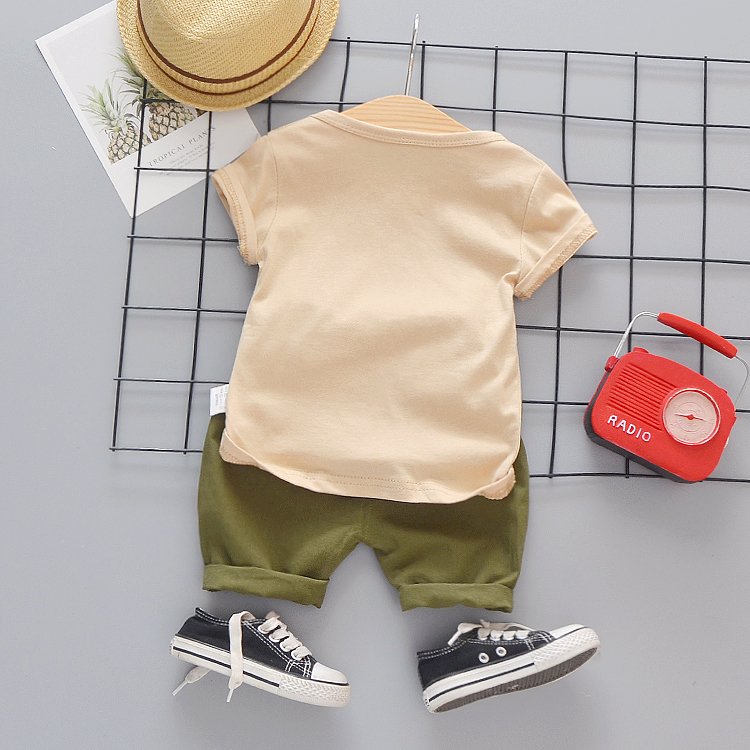 2019 comfortable fashion wholesale cheap good quality pocket short sleeves childlike summer boys clothing sets