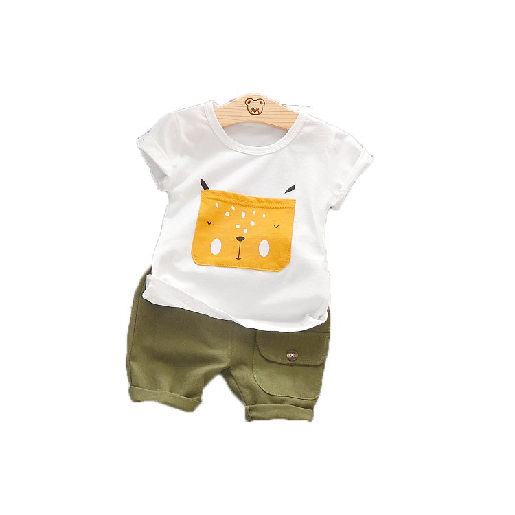 2019 comfortable fashion wholesale cheap good quality pocket short sleeves childlike summer boys clothing sets