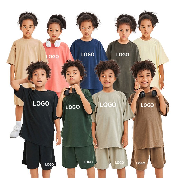 2023 Spring Summer Kids Designers Clothes Apparel Wholesale Custom Print Cotton Children Boys Clothing Set