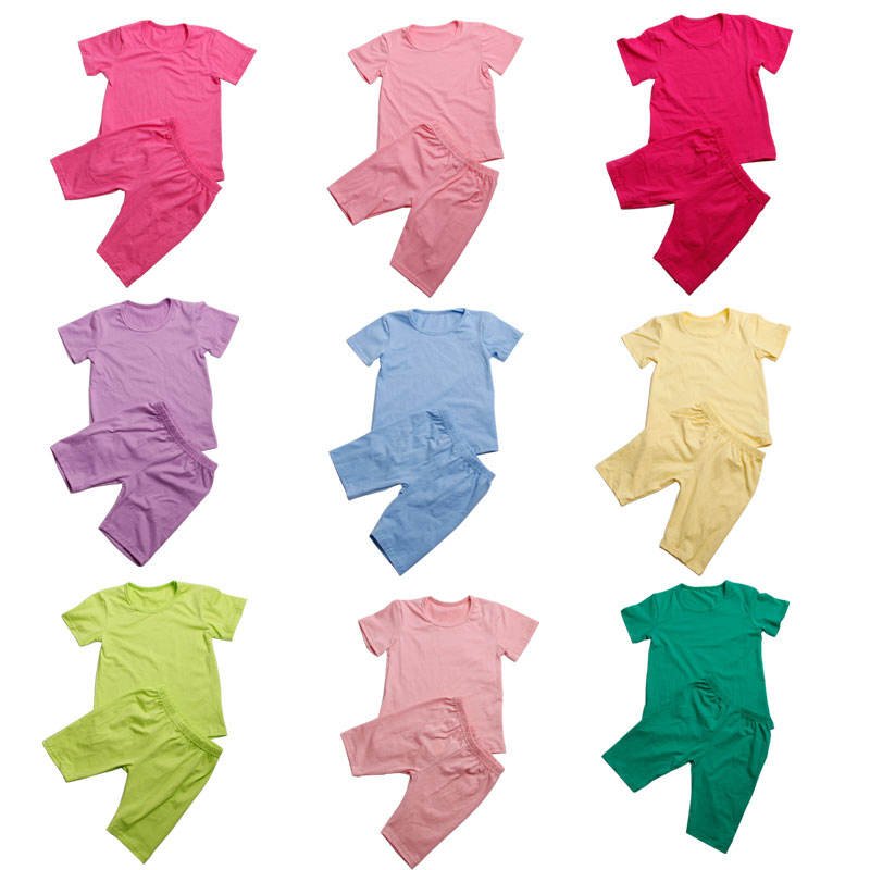 Hot Sale Solid Shorts Summer 2 Piece Short Set Kids Summer Clothing Newborn to 16 Years Old Kids Short Boys Clothing Sets