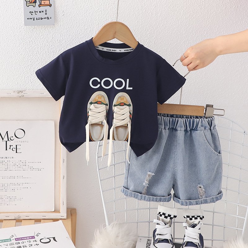 Children's Clothes 2024 Baby Boy Summer Outfit Suit Toddler Kids Short Sleeve T-shirt Cotton Shorts Fashion Clothing Set