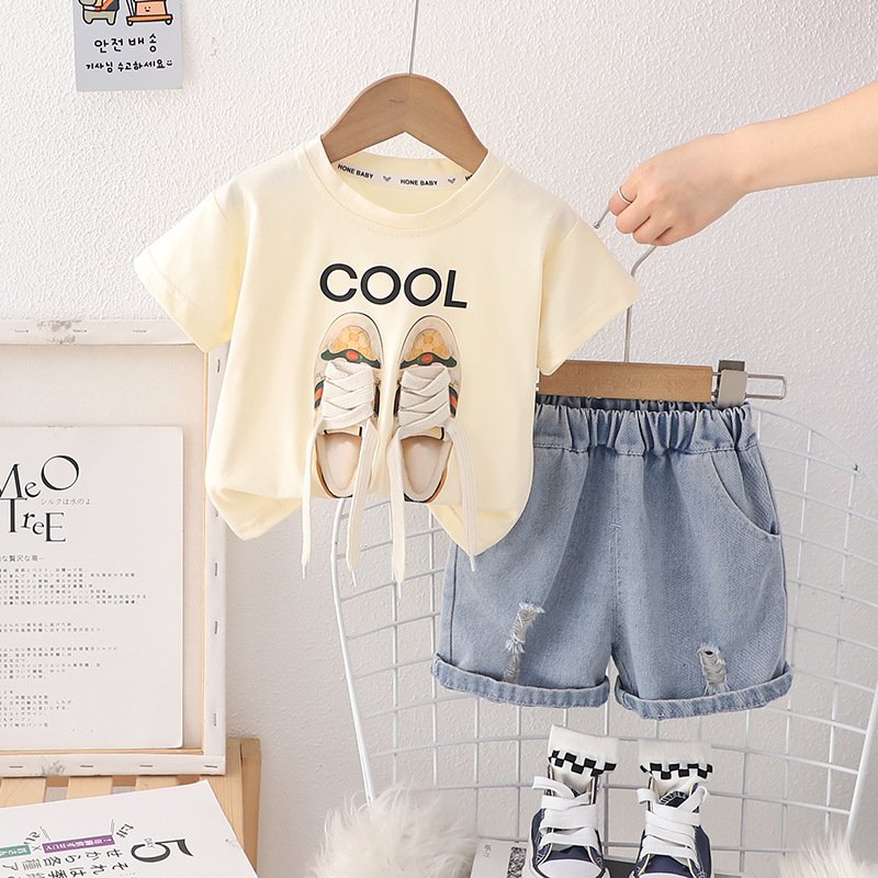 Children's Clothes 2024 Baby Boy Summer Outfit Suit Toddler Kids Short Sleeve T-shirt Cotton Shorts Fashion Clothing Set