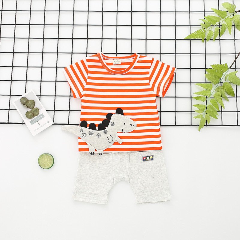 2024 Summer Anime Dinosaur Children Clothes Suit Baby Clothing Boys New T-shirt Shorts Two Piece Kids Clothing Set 1-3 Years