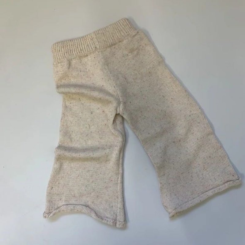 Hot-selling speckle sprinkle cotton long sleeve roll-neck pullover and wide pant knitted sweater baby clothing set