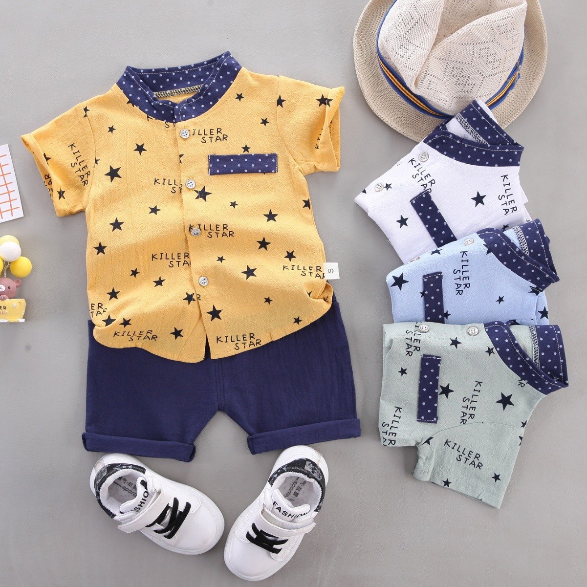ODM Supply Summer New Children's Korean Style Cover Shirts Boys Printed Short Sleeve Cotton Clothing Casual Style