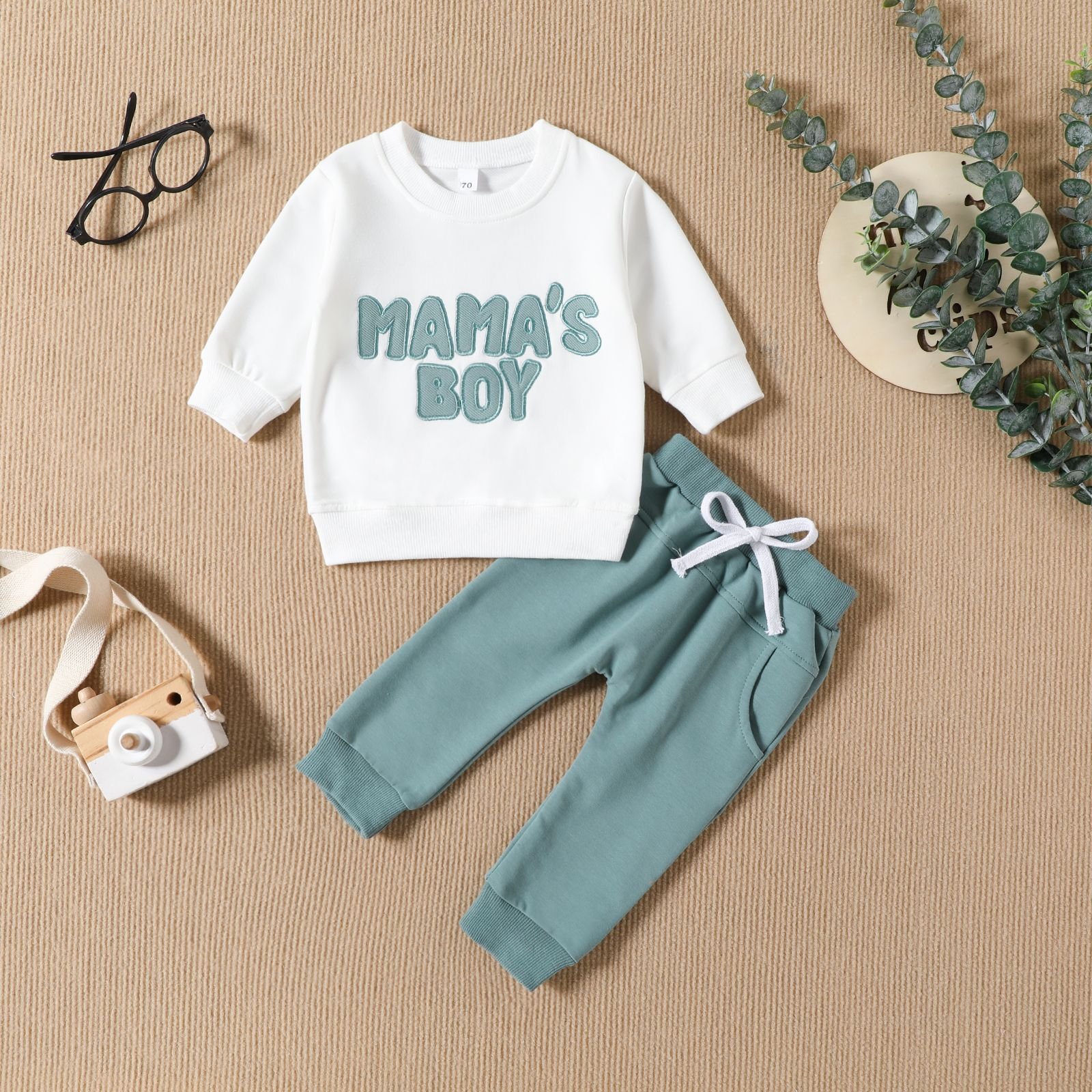 Children Clothes Autumn Boy Letter Embroidered Sports Sweatshirt + Solid Color Pants Two-Piece Boy Clothing Set