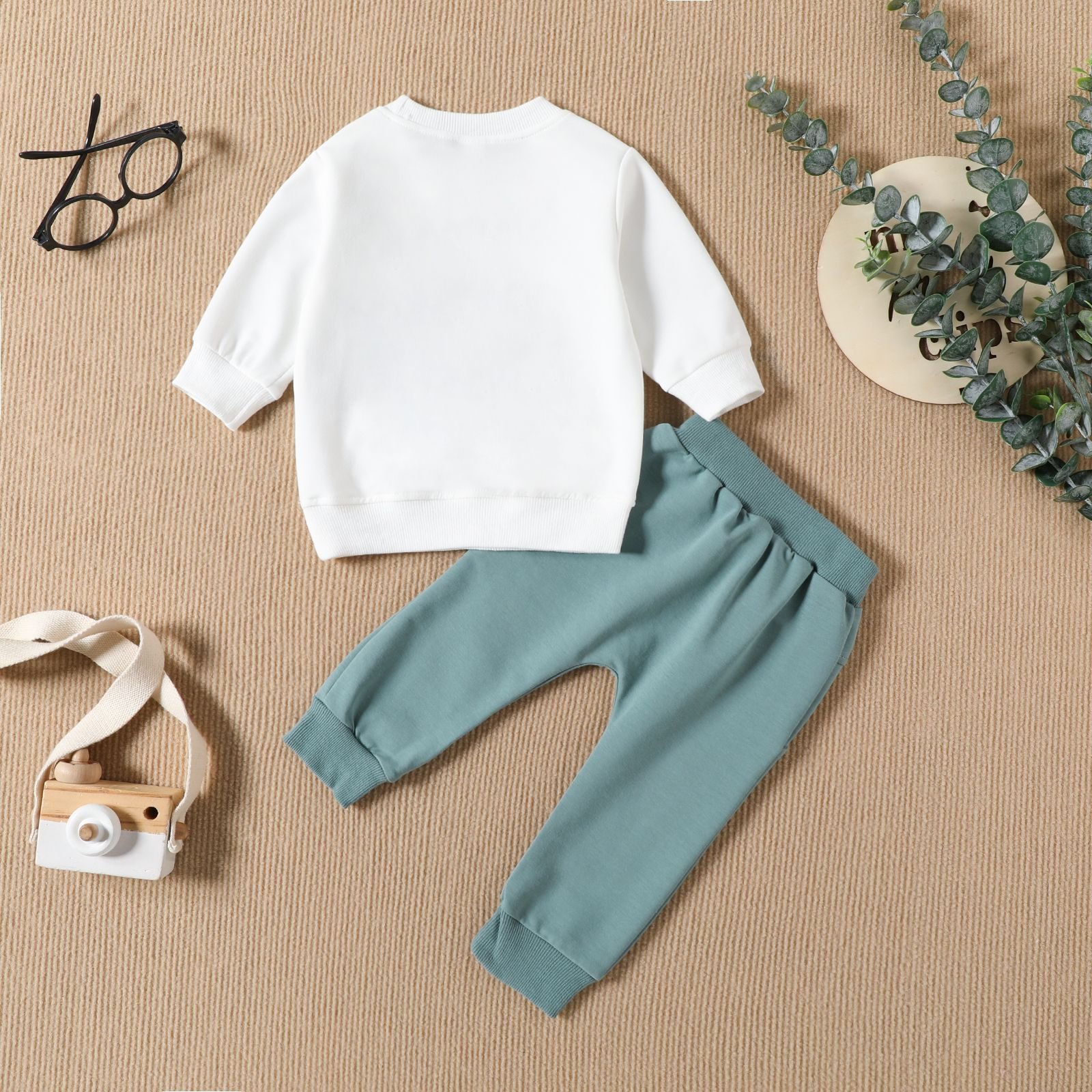 Children Clothes Autumn Boy Letter Embroidered Sports Sweatshirt + Solid Color Pants Two-Piece Boy Clothing Set