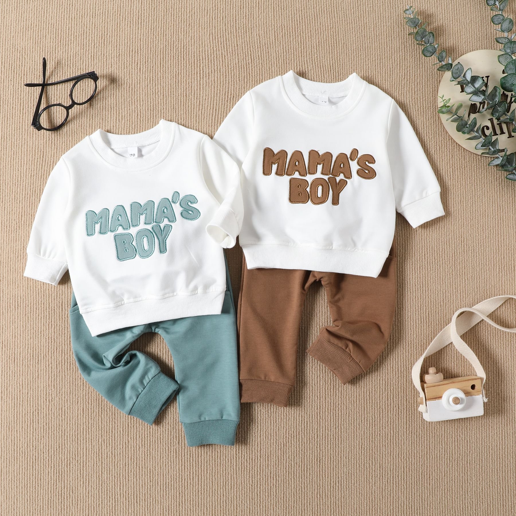Children Clothes Autumn Boy Letter Embroidered Sports Sweatshirt + Solid Color Pants Two-Piece Boy Clothing Set