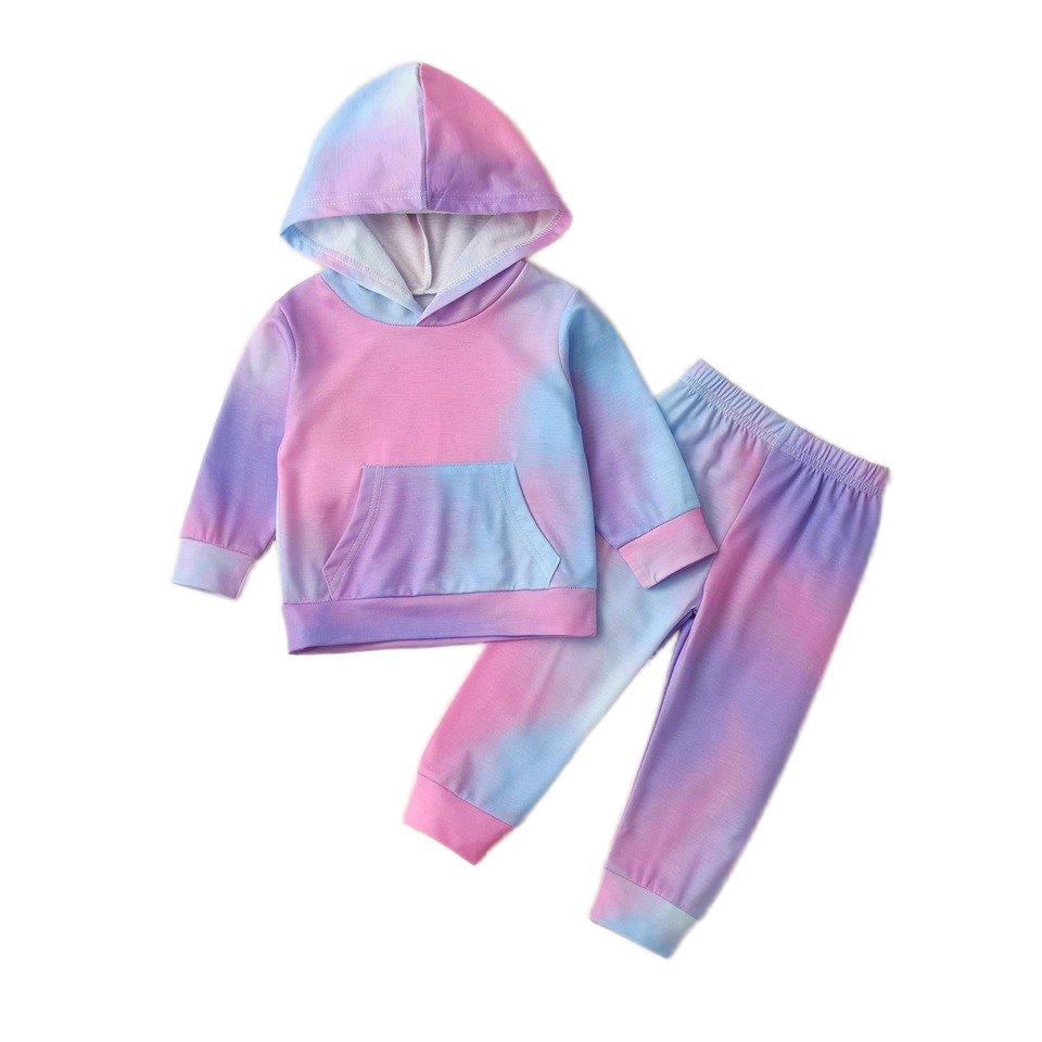 Kids Baby Girl Boy Clothes Tie Dye Long Sleeve Hoodie Sweatshirt Drawstring Pant Outfits Clothings Tracksuit Children Set