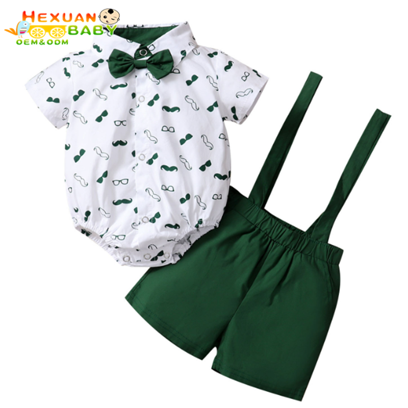 Toddler Baby Boy Clothes Baby Boy Summer Short Outfit Sets Short Sleeve Tops Suspender Shorts 2PCS Set Red 6-24 Months