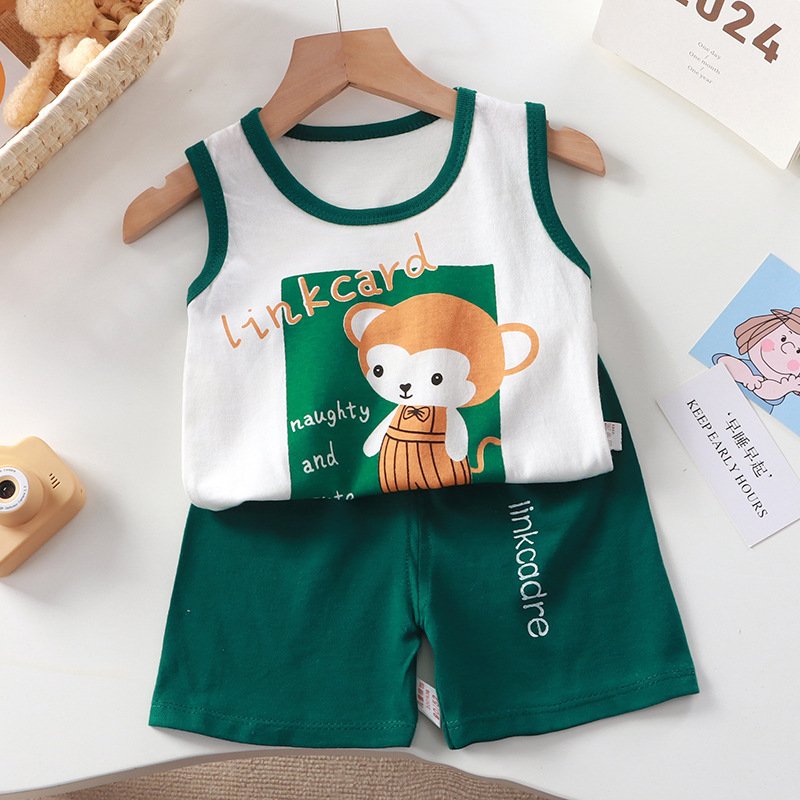 Children's short sleeve pajamas clothes summer cotton Kid's T-shirt baby Boy Clothing sets