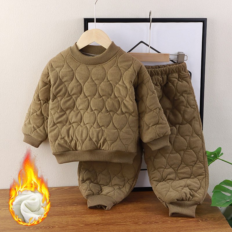 Wholesale of children's thickened cold and warm cotton clothing sets