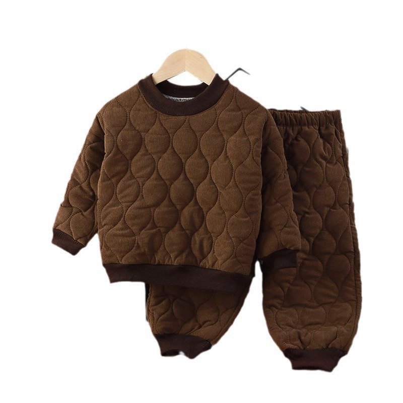 Wholesale of children's thickened cold and warm cotton clothing sets