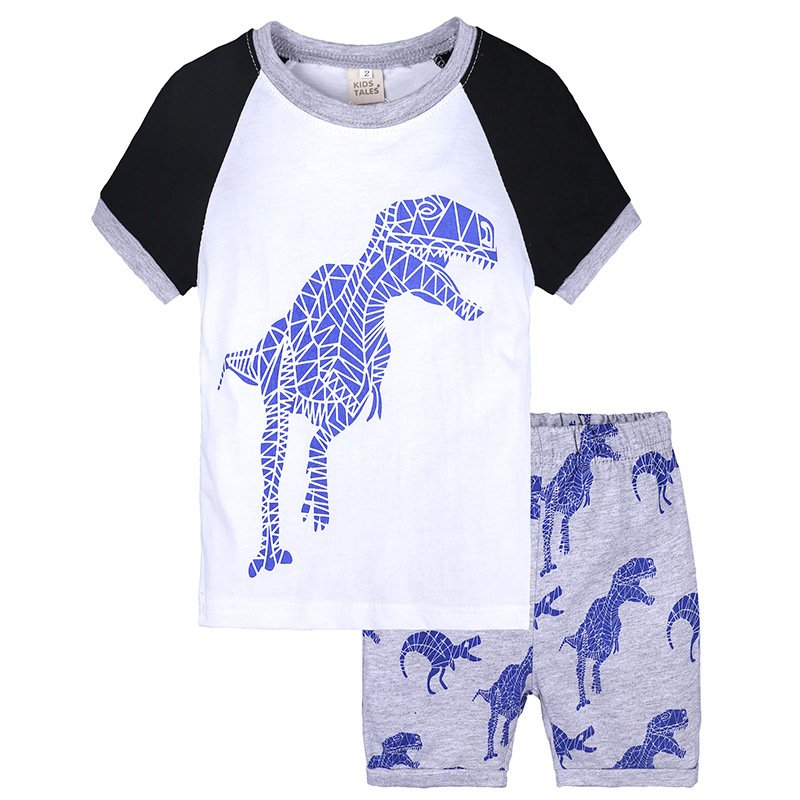 Wholesale Factory Price Wholesale Kids Clothing Flag Embroidery Knit Cotton Boys Cute Soft Pajamas Sets
