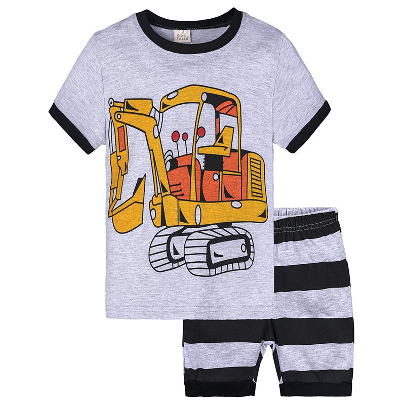 Wholesale Factory Price Wholesale Kids Clothing Flag Embroidery Knit Cotton Boys Cute Soft Pajamas Sets