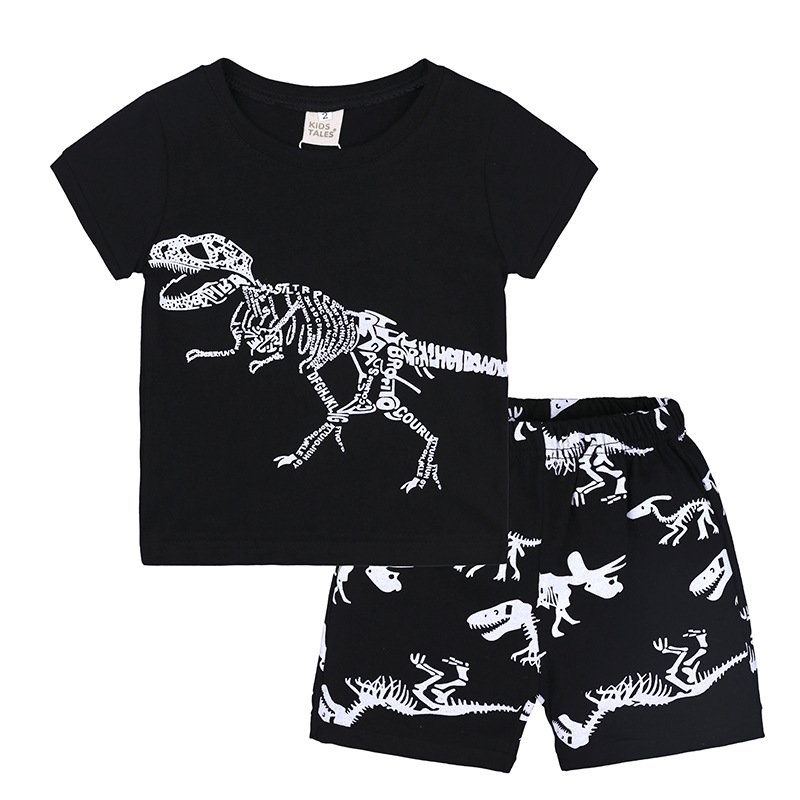 Wholesale Factory Price Wholesale Kids Clothing Flag Embroidery Knit Cotton Boys Cute Soft Pajamas Sets