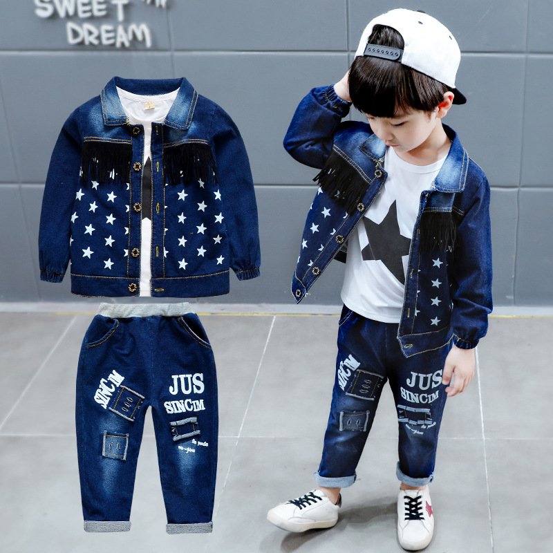 children wears baby boy clothes kids clothing boys jeans denim suits 3pcs sets