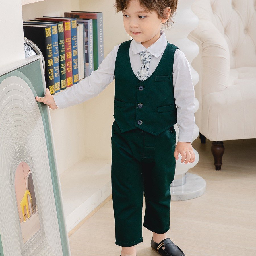 Spring Long Sleeve 3PCS Trouser Plaid Suit Baby Boys Gentleman Infants Toddlers boys wear