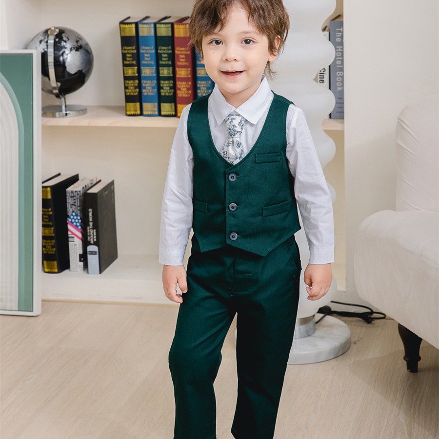 Spring Long Sleeve 3PCS Trouser Plaid Suit Baby Boys Gentleman Infants Toddlers boys wear
