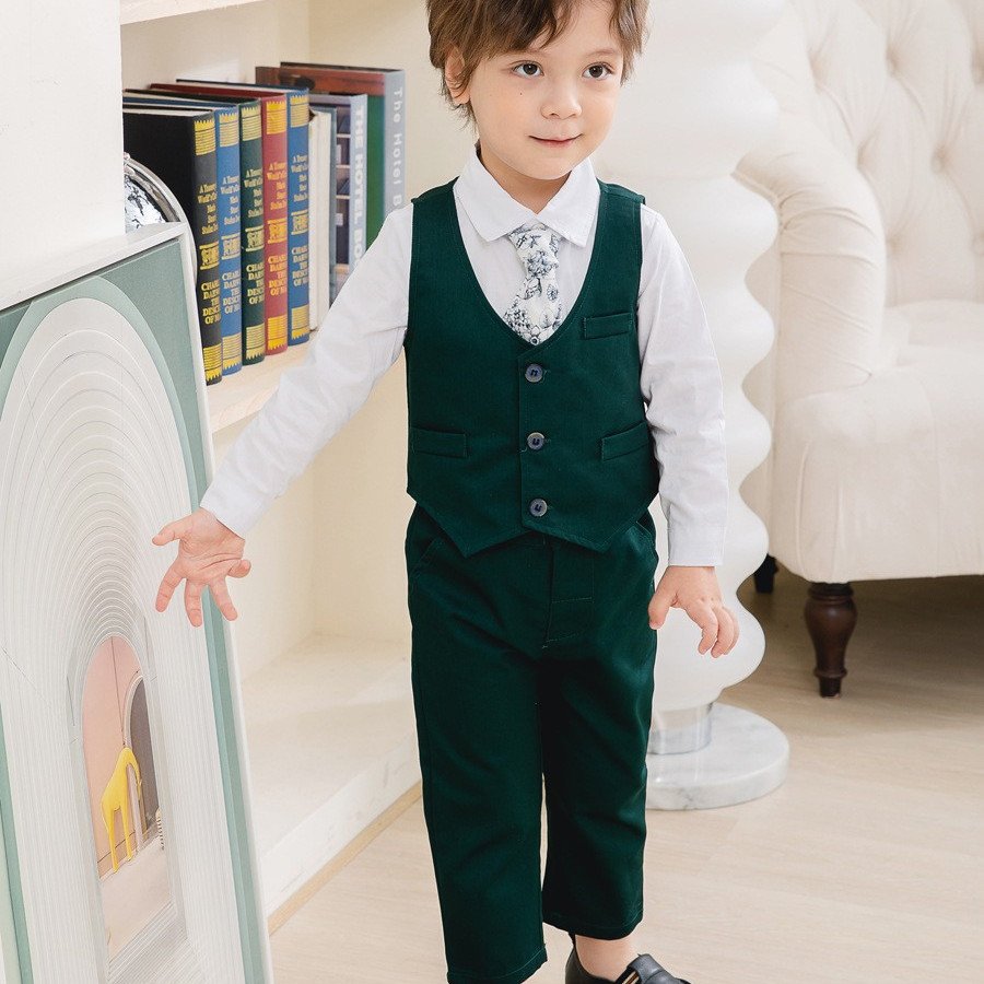 Spring Long Sleeve 3PCS Trouser Plaid Suit Baby Boys Gentleman Infants Toddlers boys wear