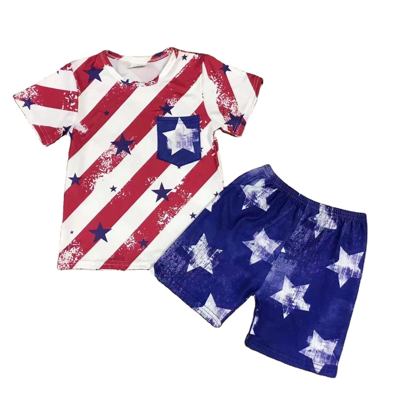 wholesale Children's suit pocket grey top tank truck camouflage shorts suit boys clothing sets
